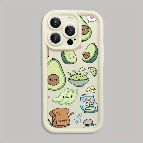 Cute Avocado Hand Painted Pattern Phone Case for IPhone16/ 16Plus/ 16Pro/ 16Pro Max, IPhone15/ 15Plus/ 15Pro/ 15Pro Max, IPhone14/ 14Plus/ 14Pro/ 14Pro Max, Seriesshockproof case