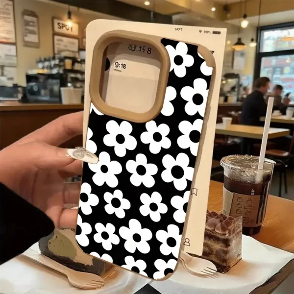 Protective Case for Iphone 16 Pro Max,Featuring a Durable White Floral Design, Retro Suede Cover, Soft Slim TPU Material, Perfect for a Christmas Present