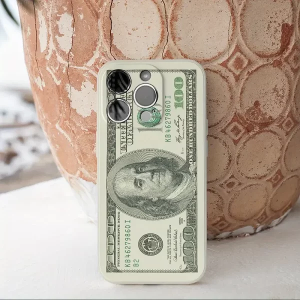 Phone Case Banknote Pattern Protective Case White Silicone Soft Protective Case Anti Drop