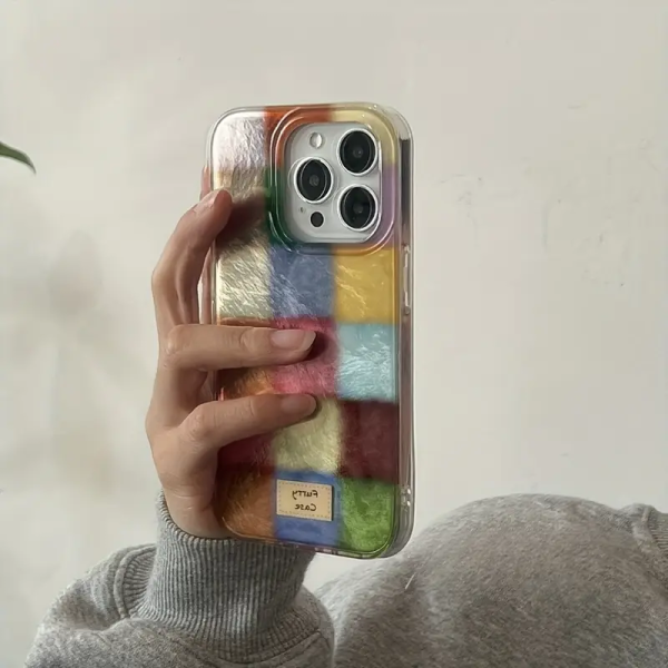 The Phone Case Features a Vintage Autumn And Winter Color Small Checkered Foil Pattern, Which Is Very Suitable for Girls And Compatible with for iphone 16