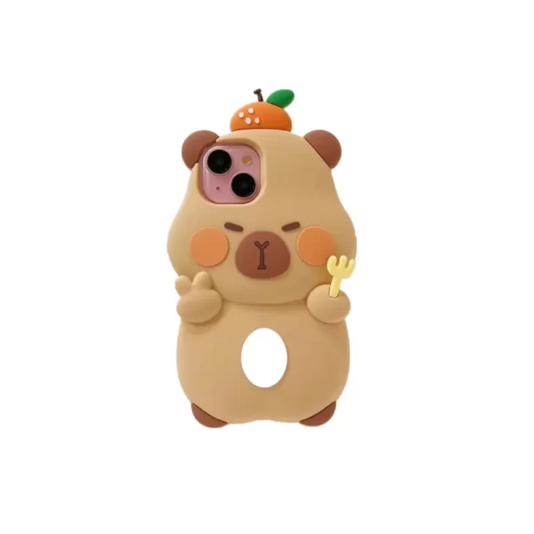Creative 3D silicone Capibara phone case for iPhone 15 Promax