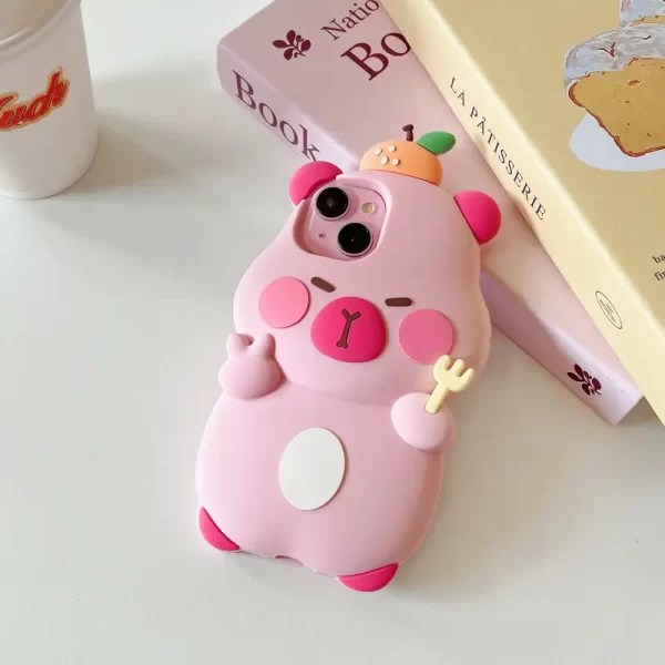 Creative 3D silicone Capibara phone case for iPhone  15 Promax