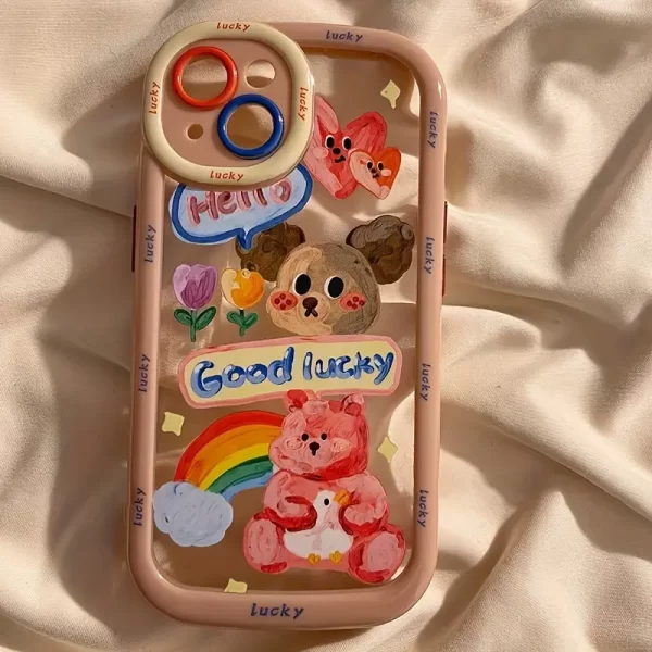Creamy shell oil painting girl dog phone case for iPhone 15 16 promax