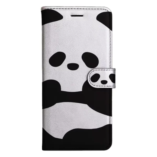 Panda background d magnetic flip wallet phone case with d stand, suitable for iPhone 15 16 Plus Pro MAX