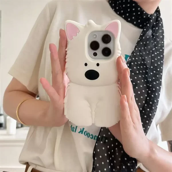 Creative and cute cartoon design of a West Highland Terrier for iPhone 16 Pro Max phone case