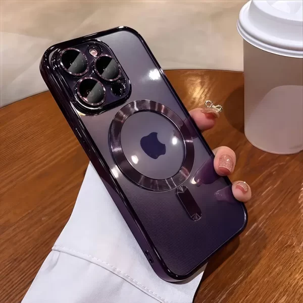 The new plated soft TPU full-screen protective case is suitable for iPhone 16 15 Pro Max Plus, featuring a magnetic wireless charging transparent protective cover
