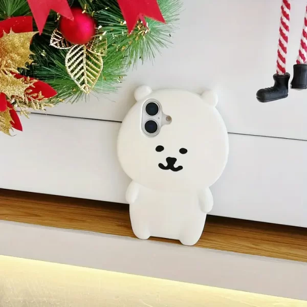 Cute little white bear phone case suitable for Apple Phone 16, 15Pro, Promax