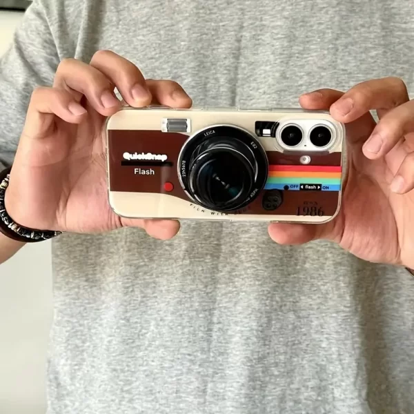 Retro camera magnetic bracket suitable for iPhone 16, Apple 15 Promax phone case, personalized protective cover, anti fall acrylic all inclusive protective cover