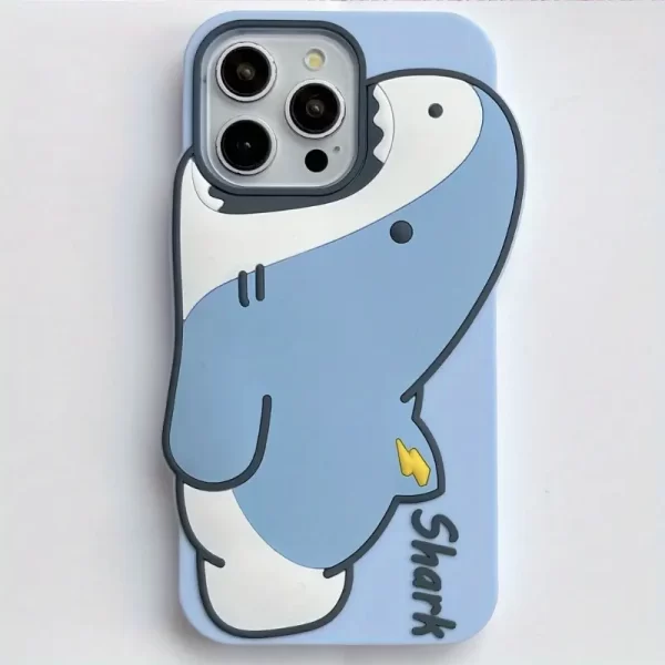 Original blue underwater line shark silicone phone case cartoon suitable for iPhone 15/16 all inclusive protective case with 15promax